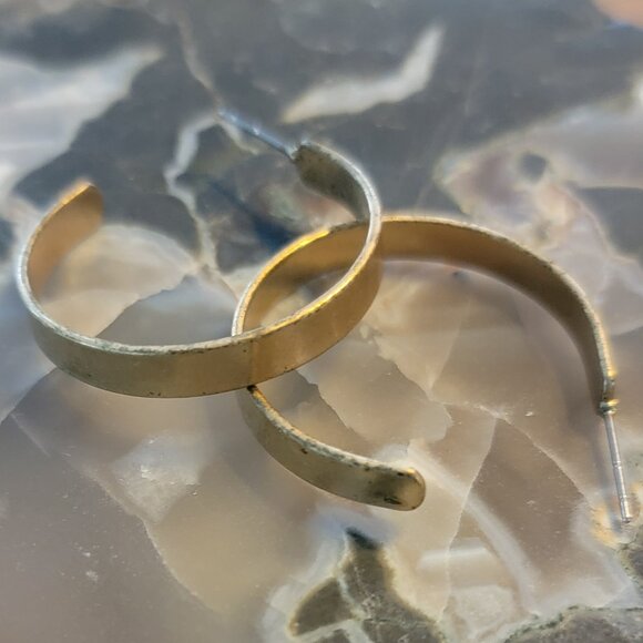 Gold 1" Hoop Earrings with .25" Band Width - Picture 2 of 13